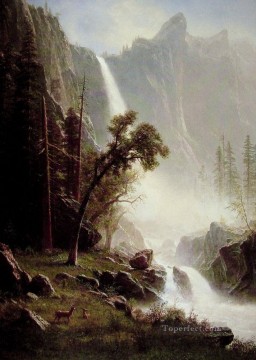湖池の滝 Painting - ブライダル ベール滝 アルバート ビアシュタットの風景